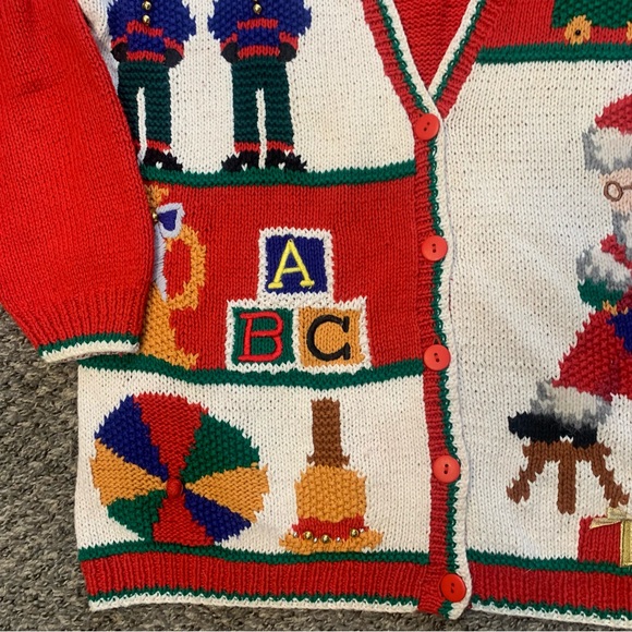 VTG Talbots Hand Knitted Holiday Ugly Christmas Cardigan Sweater - Picture 6 of 16